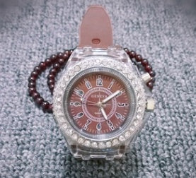 LED Luminous Watches Geneva Women Quartz Watch Women Ladies Silicone Bracelet Watches - Bottega Happy Products