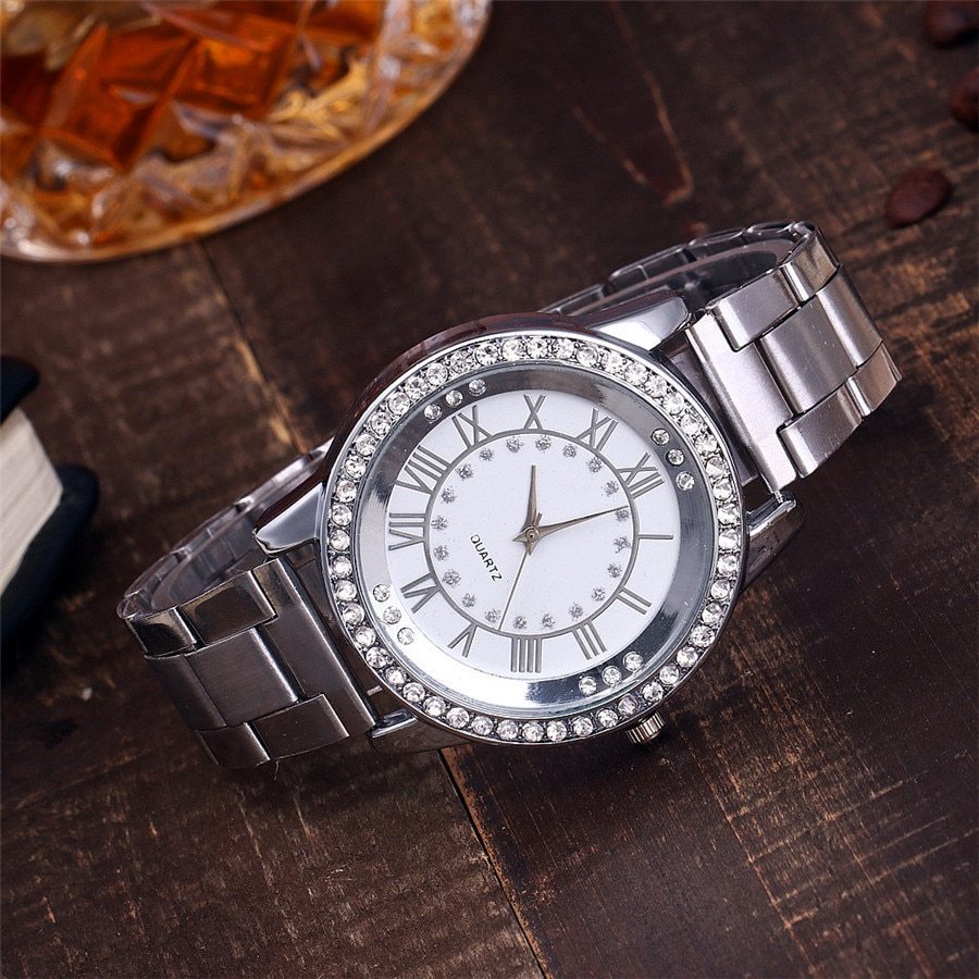 Vansvar Brand Rose Gold Watch Luxury Women Dress Rhinestone Quartz Watch Casual Women Stainless Steel Wristwatches Female Clock - Bottega Happy Products