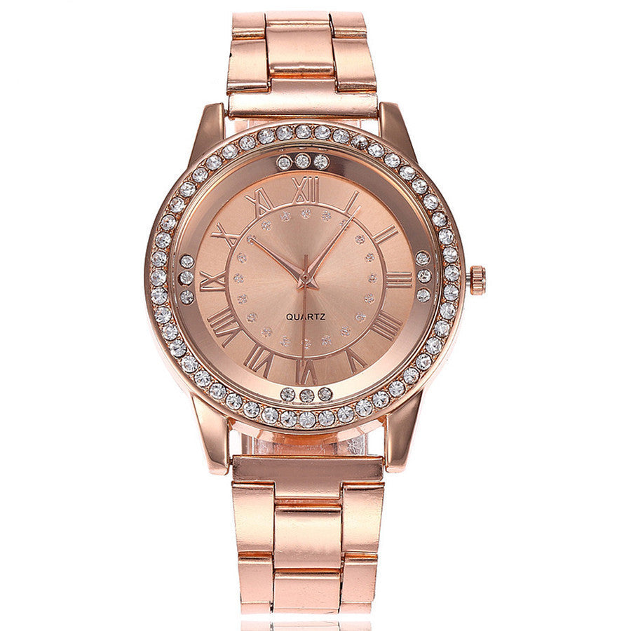 Vansvar Brand Rose Gold Watch Luxury Women Dress Rhinestone Quartz Watch Casual Women Stainless Steel Wristwatches Female Clock - Bottega Happy Products
