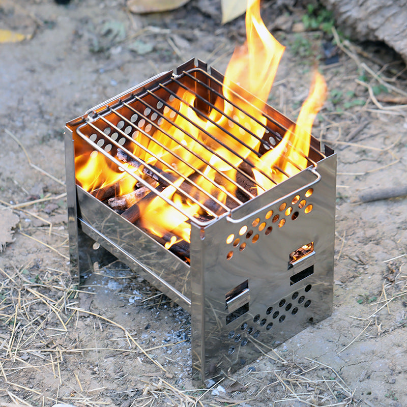 Portable Camping Dual-use Outdoor Stainless Steel Removable Barbecue Grill - Bottega Happy Products