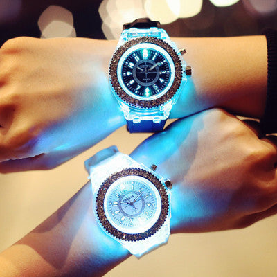 LED Luminous Watches Geneva Women Quartz Watch Women Ladies Silicone Bracelet Watches - Bottega Happy Products