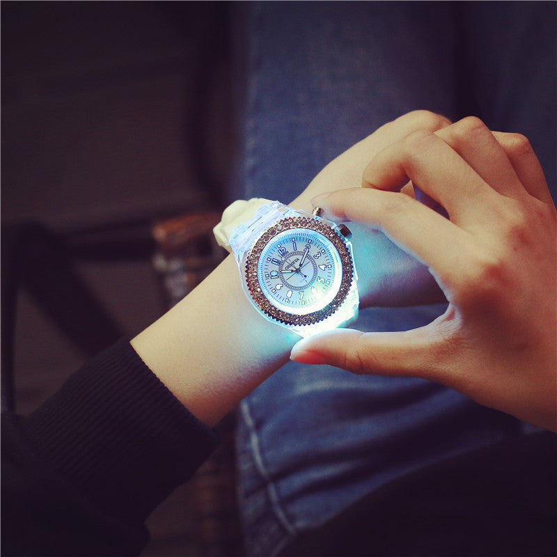 LED Luminous Watches Geneva Women Quartz Watch Women Ladies Silicone Bracelet Watches - Bottega Happy Products