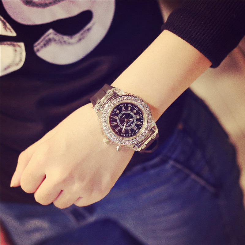 LED Luminous Watches Geneva Women Quartz Watch Women Ladies Silicone Bracelet Watches - Bottega Happy Products