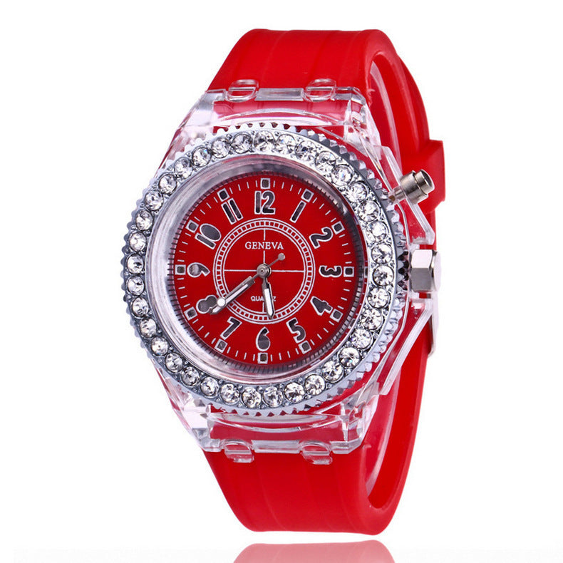 LED Luminous Watches Geneva Women Quartz Watch Women Ladies Silicone Bracelet Watches - Bottega Happy Products