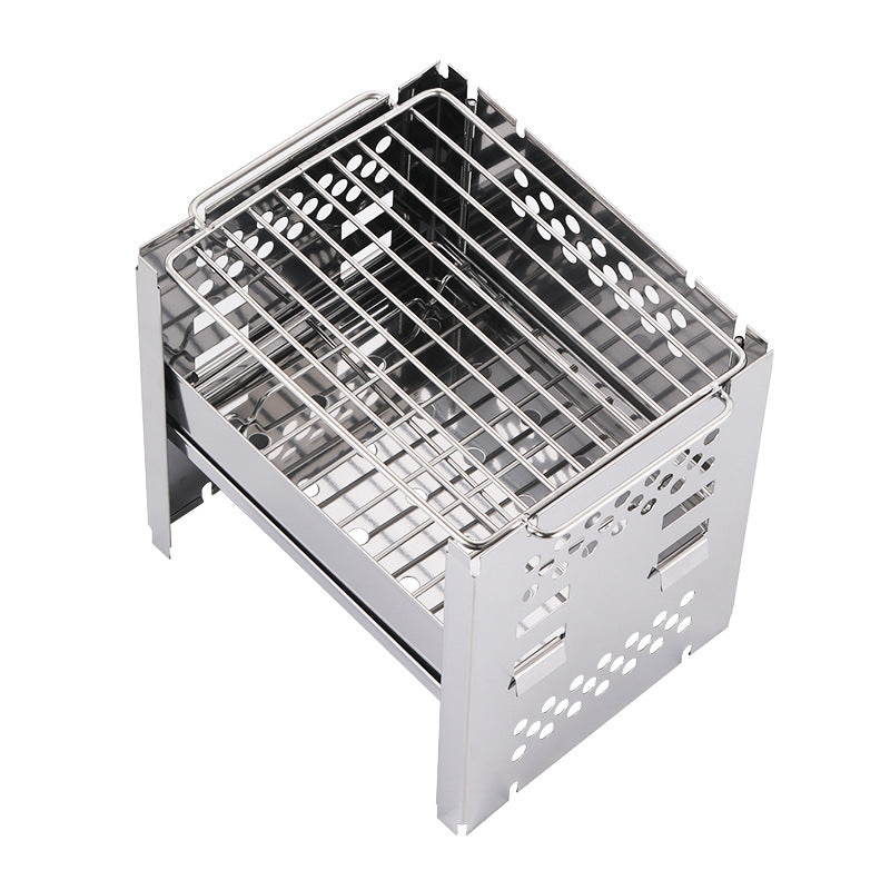 Portable Camping Dual-use Outdoor Stainless Steel Removable Barbecue Grill - Bottega Happy Products
