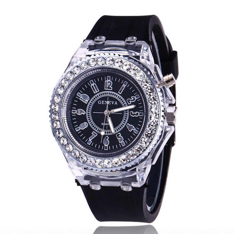 LED Luminous Watches Geneva Women Quartz Watch Women Ladies Silicone Bracelet Watches - Bottega Happy Products