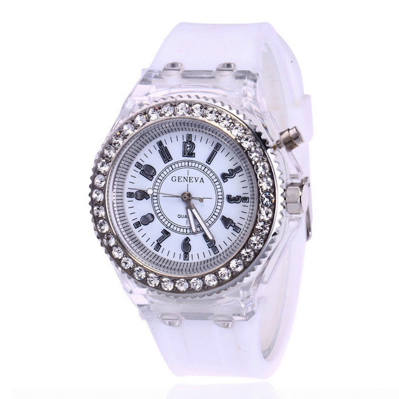 LED Luminous Watches Geneva Women Quartz Watch Women Ladies Silicone Bracelet Watches - Bottega Happy Products