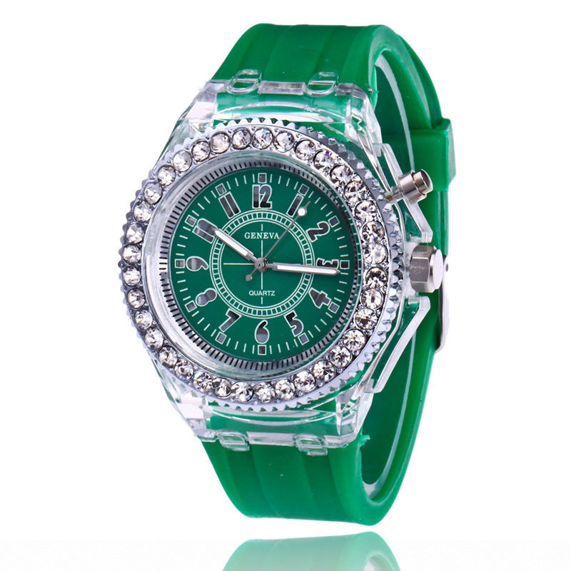LED Luminous Watches Geneva Women Quartz Watch Women Ladies Silicone Bracelet Watches - Bottega Happy Products