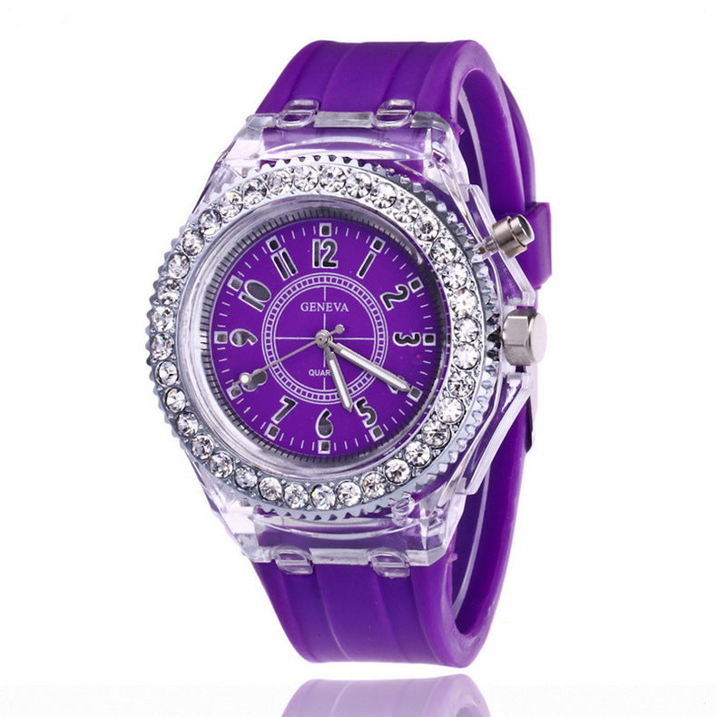 LED Luminous Watches Geneva Women Quartz Watch Women Ladies Silicone Bracelet Watches - Bottega Happy Products