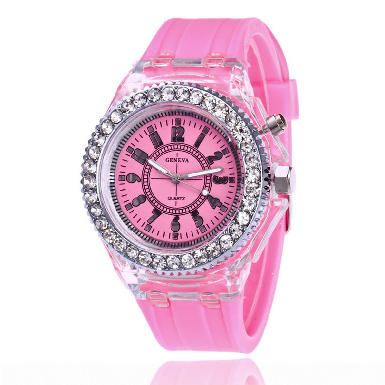 LED Luminous Watches Geneva Women Quartz Watch Women Ladies Silicone Bracelet Watches - Bottega Happy Products