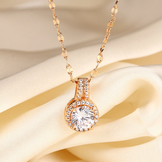 1 Karat Zircon Full Diamond Princess Round Bag Necklace - Bottega Happy Products