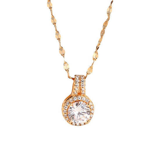 1 Karat Zircon Full Diamond Princess Round Bag Necklace - Bottega Happy Products