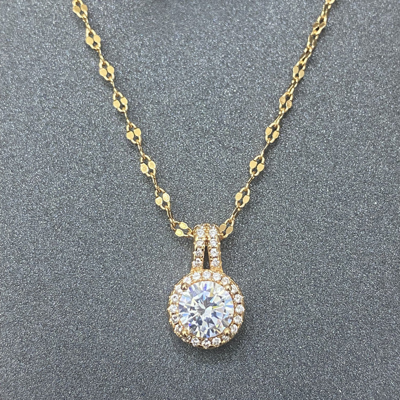1 Karat Zircon Full Diamond Princess Round Bag Necklace - Bottega Happy Products