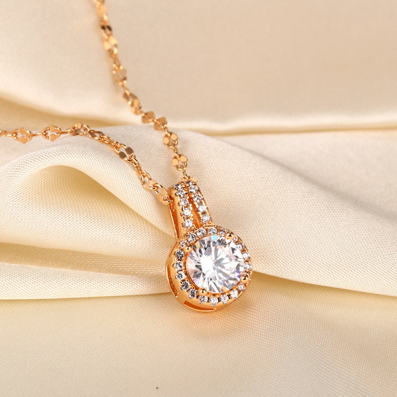 1 Karat Zircon Full Diamond Princess Round Bag Necklace - Bottega Happy Products